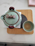 連山閣（LIAN SHAN GE）汝窯茶壺帶過(guò)濾網(wǎng)內膽開(kāi)片可養陶瓷單壺功夫紅茶茶具手抓壺泡茶器 天青色汝窯過(guò)濾如意壺230ml 曬單實(shí)拍圖