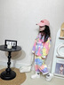 皮爾卡丹（pierre cardin）女童扎染牛仔套裝2025春秋季新款洋氣時(shí)髦兒童女寶寶帥氣兩件套 粉色 100cm 曬單實(shí)拍圖