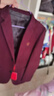 皮爾卡丹（pierre cardin）新款羊毛休閑西服男中年輕奢毛呢西裝外套男士修身春秋西服外套男 酒紅色 L 175(120-138斤) 曬單實(shí)拍圖