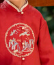 萌乎千山漢服男童春秋款周歲服兒童唐裝 紅色上衣 130  曬單實(shí)拍圖