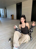 小野七天美式內(nèi)搭工字小吊帶背心外穿辣妹帶胸墊打底美背舒適螺紋上衣 深灰色 均碼 曬單實拍圖