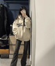 衣然呈品黑灰色毛邊彈力微喇牛仔褲女春秋新款胖mm顯瘦大碼梨形身材喇叭褲 灰色 M 【建議105-115斤】 曬單實拍圖