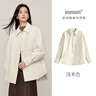 茵曼（INMAN）防潑水白鴨絨時(shí)尚襯衫式輕羽絨服2024冬女裝新款休閑保暖外套上衣 米白色 S 曬單實(shí)拍圖