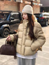 GARNUO云朵泡芙短款羽絨服女冬季小個(gè)子2025新款連帽90白鴨絨面包服外套 奶茶色 M 【101-115斤】 曬單實(shí)拍圖