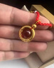 GLEO老鳳凰999足金平安扣金箍圈瑪瑙相思豆黃金吊墜男女情侶項(xiàng)鏈掛墜 大版平安扣瑪瑙珠吊墜  黑繩 曬單實(shí)拍圖