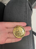 吉財運(yùn)黃財神黃金吊墜項(xiàng)鏈999足金掛墜金包銀古法鏨金吉言金圓牌手工款 包金2克大號黃財神吊墜約50g 曬單實(shí)拍圖