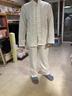 ZMEX唐裝男春秋套裝中式男裝禪修漢服男麻茶服居士服中國風外套唐裝男 白色[上衣+褲子套裝] 2XL 175/92A 曬單實拍圖
