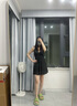 妙奕嘉泳衣女2025新款游泳衣連體顯瘦遮肚子泳裝成人女士性感海邊沙灘裙 掛脖綁帶連體裙式泳衣【黑色】 均碼 【建議85-120斤】 曬單實(shí)拍圖