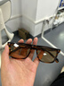 MOSCOT LEMTOSH太陽(yáng)鏡男款 復(fù)古棕條紋色板材小框眼鏡 文藝方形偏光淺茶色墨鏡女 棕條紋色框+偏光淺茶色鏡片 曬單實(shí)拍圖