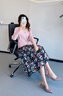 顏域碎花半身裙套裝女2025早春新款穿搭一整套針織開(kāi)衫上衣兩件套 粉色 S 曬單實(shí)拍圖