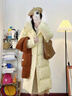 FOX.G羽絨棉服女冬季外套中長(cháng)款連帽棉衣棉襖高端衣服女裝加厚韓版冬裝 拉鏈長(cháng)款連帽加厚棉服黃色 M 【建議105-120斤】 曬單實(shí)拍圖