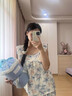 JIOESC吊帶睡衣女夏季短袖甜美公主風(fēng)2025新款寬松家居服可外穿兩件套裝 小飛袖花朵吊帶 L 【100-120斤】 曬單實拍圖