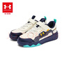 安德瑪（Under Armour）男女童板鞋秋冬款皮革保暖緩震戶外休閑鞋2441310 米白/藍(lán) 36碼  曬單實(shí)拍圖