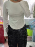 哈魯?shù)祥L袖打底衫T恤女裝春夏季圓領內(nèi)搭白色正肩修身顯瘦百搭弧形薄衫 白色 M （80-110斤） 曬單實拍圖