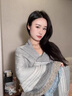 CHANEELR & KARITH百搭拍照復古文藝格兩用圍巾遮陽棉麻披肩生日小眾禮物送女友老婆 藍色格子 曬單實拍圖