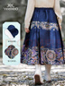 英氏（YEEHOO）女童馬面裙兒童漢服秋季新中式古風(fēng)提花裙子中大童裝洋氣秋裝新款 敦煌飛天深藍(lán) 165 cm 曬單實(shí)拍圖