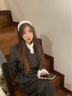蝶嬌諾（DIEJIAONUO）連衣裙女裝2025年秋季新款韓系小香風(fēng)千金感氛圍感穿搭女套裝復古 黑灰套裝+腰帶 S 曬單實(shí)拍圖