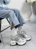 卡米高9CM內增高老爹鞋女2025春秋網(wǎng)面透氣顯腳小厚底網(wǎng)紗休閑運動(dòng)鞋ins 銀色內增高9cm 37 (235mm) 曬單實(shí)拍圖