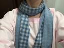CHANEELR & KARITH圍巾女2025新款冬季高級感氛圍感藍色格子加厚保暖情侶圍脖 牛仔藍 曬單實(shí)拍圖