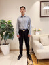沙馳SATCHI男士長(cháng)袖襯衫春新款商務(wù)休閑高級感親膚易打理襯衣藍【蘆薈纖維】 中灰 42 (180/80kg) 曬單實(shí)拍圖