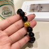 中國黃金CHINA GOLD天然黑曜石手串男士足硬金銅錢手鏈七夕情人節(jié)禮物送男友老公生日 銅錢金珠轉(zhuǎn)運珠黑曜石手串-12mm 曬單實拍圖