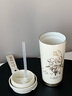 格沵（germ）鈴蘭陶瓷保溫杯雙飲高顏值大容量吸管杯女士杯子車載便攜咖啡水杯 茶白500ML【陶瓷內(nèi)膽】 曬單實(shí)拍圖