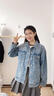 LAGOGO寬松淺藍色牛仔外套女拉谷谷2025年春新款簡(jiǎn)約休閑開(kāi)衫上衣 淺牛仔藍 L 曬單實(shí)拍圖