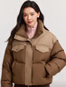 森馬（Semir）羽絨服女冬90絨子防潑水拼接牛仔oversize立領(lǐng)面包服103724113001 曬單實(shí)拍圖