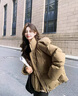 妍莉芬（yanlifen）羽絨棉服女2024年冬季新款加厚棉衣外套短款羽棉襖絨服女面包服 咖啡色 圖片色 S 建議109斤內(nèi) 曬單實拍圖