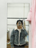 森馬（Semir）牛仔外套女拼接仿兔毛翻領(lǐng)寬松潮流港風(fēng)冬季落肩夾棉夾克復(fù)古 牛仔淺黃泥染80331 XS 曬單實(shí)拍圖
