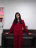 浪莎紅色睡衣女春秋國風(fēng)盤(pán)扣套裝蝴蝶娃娃領(lǐng)花邊減齡女生本命年家居服 紅色 L (建議穿著(zhù)體重105-120斤) 曬單實(shí)拍圖