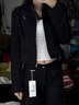 夏雨瑤黑色短款外套女2025春秋美式辣妹甜酷修身立領(lǐng)棒球服夾克開衫上衣 黑色 M 【建議90-100斤】 曬單實拍圖