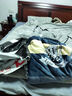 南極人（Nanjiren） 冬季牛奶絨 四件套加厚保暖雙面絨被套家用1.8床裙床上用品 時(shí)尚之約-藍 1.8m 床裙款 四件套（被套200*230cm） 曬單實(shí)拍圖