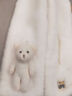 叕二叕 親子韓版冬季可愛(ài)卡通小熊毛絨圍巾保暖加厚少女百搭交叉圍脖 白色【兒童款】 曬單實(shí)拍圖