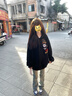 辰衣純國潮牌美式oversize刺繡連帽衛(wèi)衣女2025新款秋冬加絨小眾寬松外套 黑色（加絨款優(yōu)質(zhì)版） M 曬單實(shí)拍圖