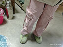 悸囈女童美式復(fù)古工裝褲女學(xué)生寬松休閑直筒褲ins中大童高腰顯瘦闊腿 粉色加絨 150cm 曬單實拍圖