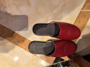 卡帝樂(lè )鱷魚(yú)輕奢高檔日式秋冬季真羊皮家居拖鞋臥室內防滑居家牛皮地板拖包頭男女新品 酒紅【整塊牛皮鞋墊】 真皮底女L 38-39碼 曬單實(shí)拍圖