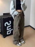 楠笙記咖色水洗工裝牛仔褲男士春秋季寬松直筒微喇美拉德復(fù)古休閑長(zhǎng)褲子 咖色 XL 曬單實(shí)拍圖