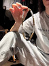 古苒小眾設(shè)計師 灰色月光石拉長石印度老山檀兩圈手串男生女士禮物 兩圈手鏈 18.5cm 曬單實拍圖