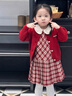 G.DUCKKIDS小黃鴨童裝女童套裝春秋2025新款洋氣兒童衣服女孩公主裙春季兩件 紅色貓咪毛衣 90 建議1~2歲【 80-90cm】cm 曬單實拍圖