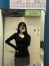 LDBE黑色v領(lǐng)打底衫女內搭秋冬韓系穿搭長(cháng)袖t恤修身顯瘦掐腰辣妹上衣潮 黑色 L 曬單實(shí)拍圖