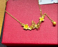 周六福花蝶夢足金999黃金項鏈吊墜女 計價A0613053 約3.94g 40+5cm 禮物 曬單實拍圖