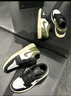 耐克（NIKE）男鞋女鞋秋冬季新款情侶休閑鞋平底低幫板鞋運動(dòng)籃球鞋子aj1 黑白/綠 /Air Jordan 1 38.5 GS 曬單實(shí)拍圖