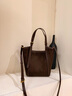 CADUNI KAISER牛皮包包女包手提菜籃子包輕奢斜挎單肩生日禮物高級感送女友老婆 【咖啡色】實(shí)用走心 高端品牌小眾百搭時(shí)尚通勤大包 曬單實(shí)拍圖