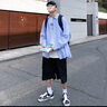 妙奕嘉條紋長(zhǎng)袖襯衫男士襯衣外套男休閑衣服男裝秋季寬松寸杉上衣春秋 藍(lán)白條紋日系襯衫 M 曬單實(shí)拍圖