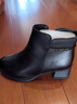 紅蜻蜓時(shí)裝女靴加絨冬季粗跟牛皮短筒女靴皮靴保暖棉鞋WJC44852 黑色 38 曬單實(shí)拍圖