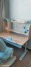 坐得正 兒童學(xué)習桌兒童桌椅套裝可升降中小學(xué)生學(xué)習桌椅寫(xiě)字桌實(shí)木書(shū)桌 1.2m桌帶陪讀柜+小熊三背椅藍 曬單實(shí)拍圖