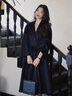創(chuàng  )意女郎;CREATIVITY-GIRL冬季黑色雙面羊絨大衣女2024秋冬新款高級感中長(cháng)款毛呢外套赫本風(fēng) 黑色[大口袋] XS 適合106-120斤 曬單實(shí)拍圖