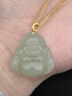 豆蔻時(shí)光和田玉晴水彌勒佛公吊墜18K黃金鑲玉墜項鏈男女士款天然玉佩 曬單實(shí)拍圖