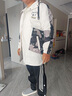 NASALIKE官方中長(cháng)款風(fēng)衣男春秋季韓版潮流大碼加絨夾克男學(xué)生痞帥涂鴉外套 N89白色(春秋款) 2XL (170-180cm 130-155斤) 曬單實(shí)拍圖